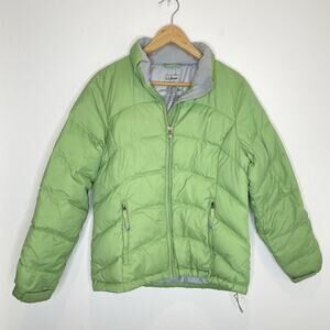 LL Bean Goose Down Puffer Jacket Womens Small Green Coat